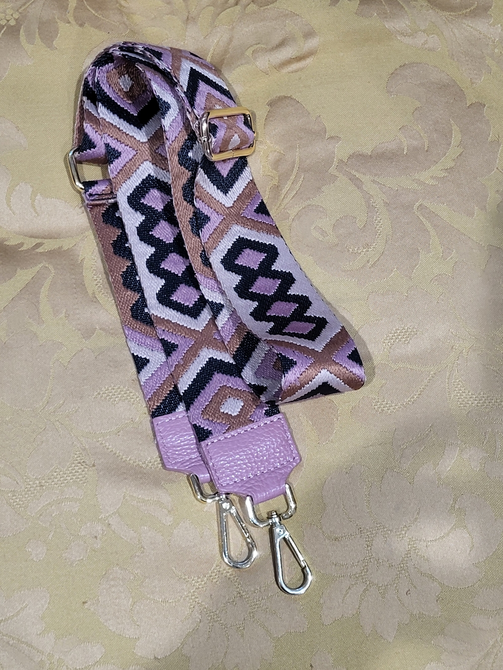 Adjustable Lilac Geometric Guitar Bag Strap
